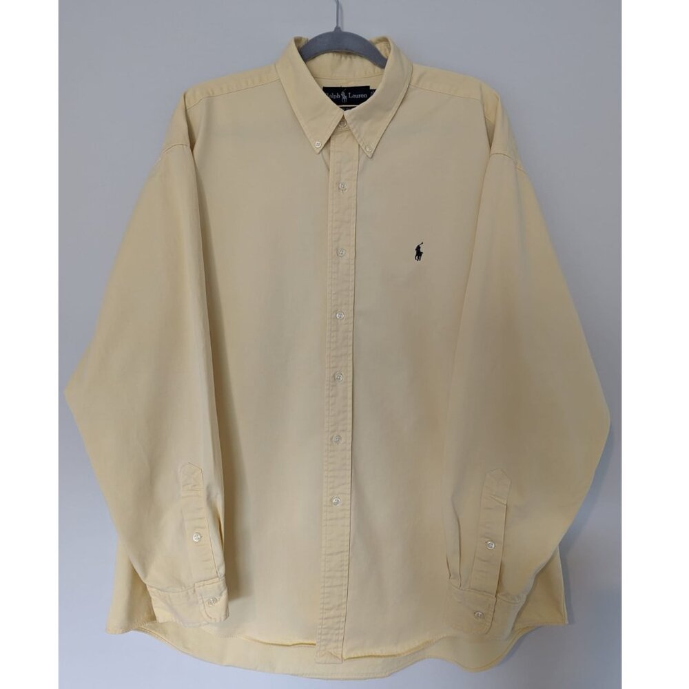 Ralph Lauren Blake Yelllow Button Down Collared Shirt. Size XL.